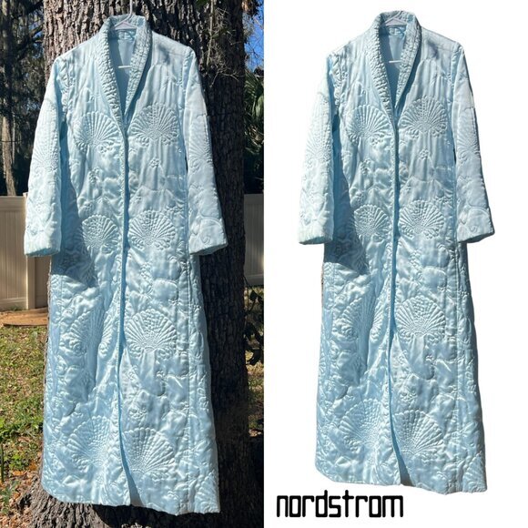 Queen! Nordstrom 80s Silky Quilted Robe Long Elegant satin, Pockets, Small VTG - Picture 9 of 9